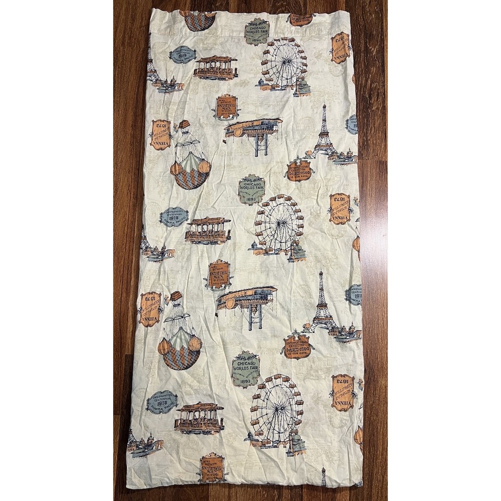 VTG Cotton Pillowcase Historic Travel Landmarks 42in X 19in Chicago New Orleans